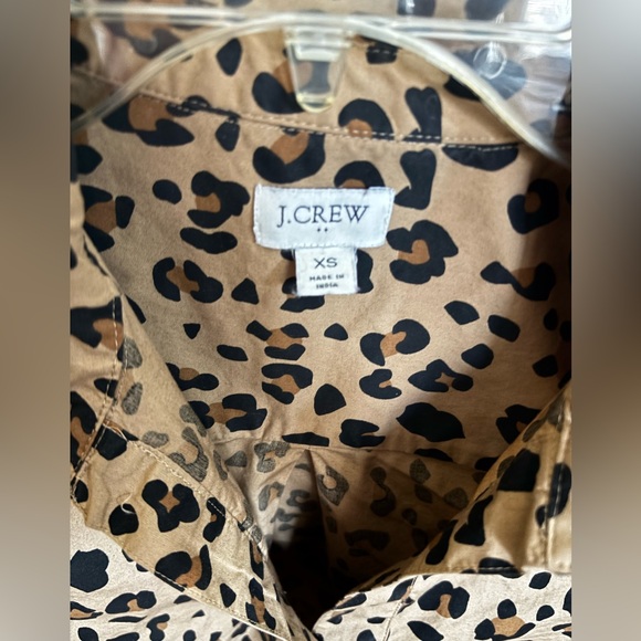 J. Crew Tan and Black Animal Print long sleeve Shirt XS size - Picture 3 of 12